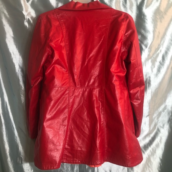 Vintage cherry red Faux leather jacket blazer XL - Picture 5 of 11